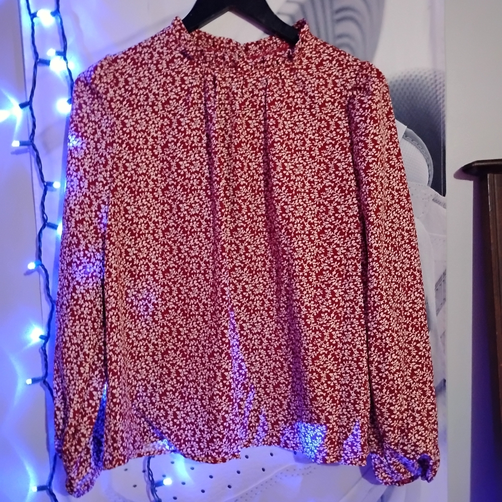 Chic Red Floral Blouse for Women